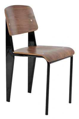 Prouve Chair Black Frame, Walnut Seat and Back
