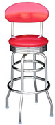 Retro Chrome Bar Stool with Backrest Made In USA