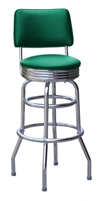 Double Ring Chrome Rim Bar Stool with Backrest