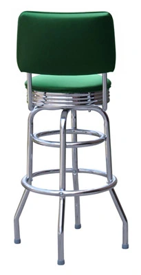 Rear View Double Ring Chrome Rim Bar Stool with Backrest