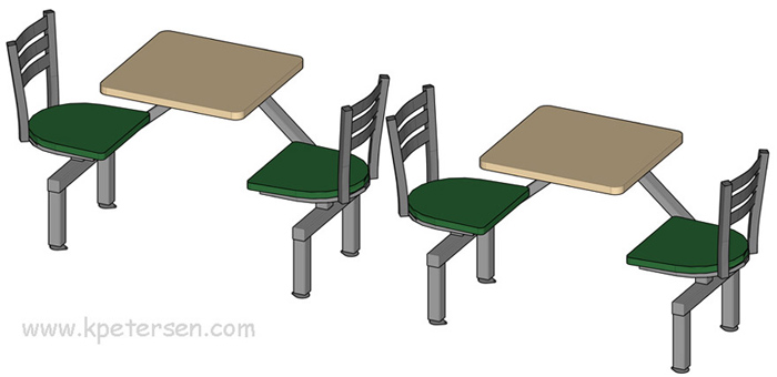 Steel Ladderback Style Cafeteria Cluster Seating Units