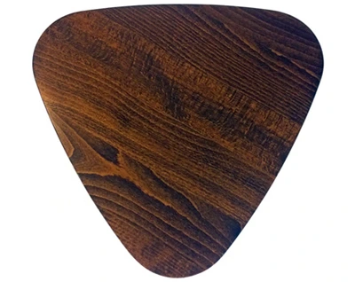 Three Legged Triangle Seat Wood Bar Stool Seat Detail Overhead View