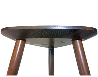 Three Legged Triangle Seat Wood Bar Stool Seat Detail Underside View