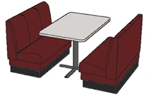 Economy Three Panel Back Restaurant Booths Drawing