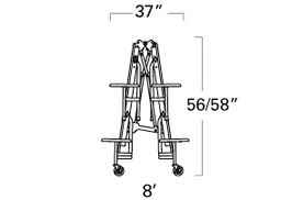 Fold And Rollaway Stool Seat Cafeteria Seating 8 Foot Configuration Elevation