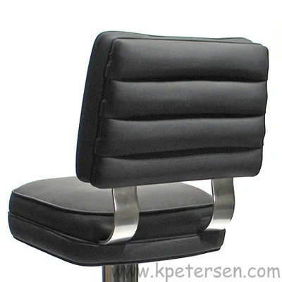 Horizontal Channel Back, Dual Curved Tempered Aluminum Backrest Support Deluxe Floor Mounted Counter Stool
            Rear View Detail