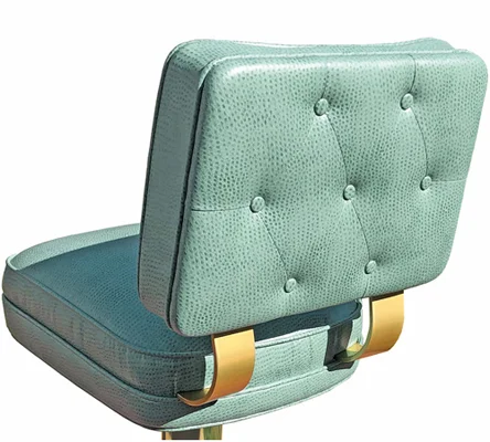 Brass Option Dual Curved Tempered Aluminum Backrest Support Deluxe Floor Mounted Counter Stool Diamond Tufted Button 		            Back