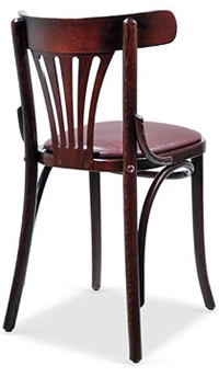 Upholstered Bentwood Fan Back Cafe Side Chair Rear View