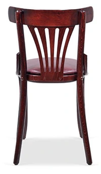 Upholstered Bentwood Fan Back Cafe Side Chair Rear View 2