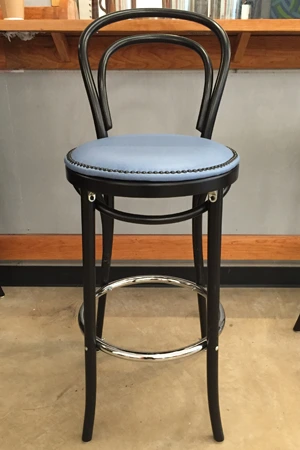 Thonet Style Bentwood Bar Stools Upholstered Nail Trim Seats Installation2