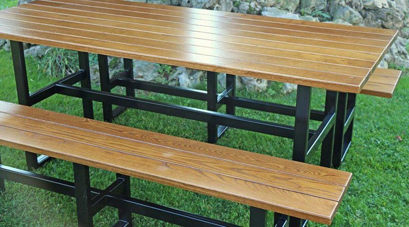 Beer Garden Tables Benches Steel W Chestnut Seats Tops