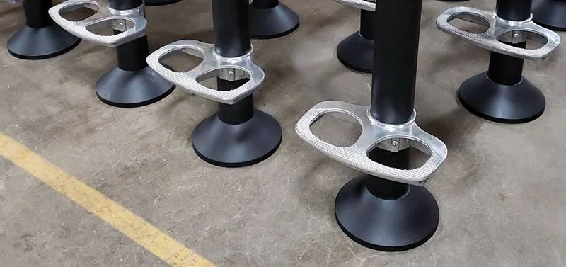 Bolt Down Counter Stool Black Column, Aluminum Footrest