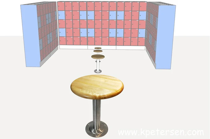 Bolt Down Locker Room Stool Drawing