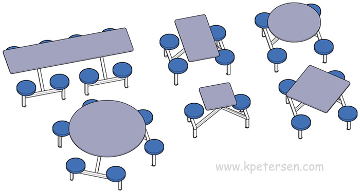 Round Composite Button Seat Seat Cafeteria Cluster Seating Units