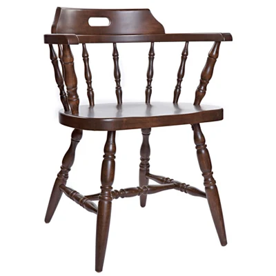 Early American, Colonial Style Wood Restaurant Dining Room Captains Armchair Wood Seat