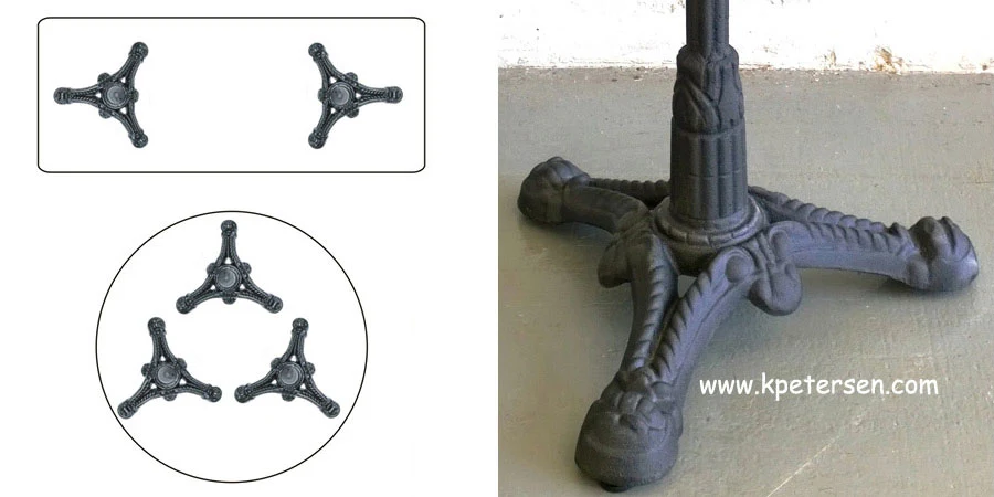 Ornate Cast Iron Tripod Table Base Dimensions Detail 2