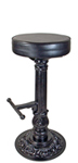 Ornate Cast Iron Round Bottom Pub Stool With Cast Iron Footrest