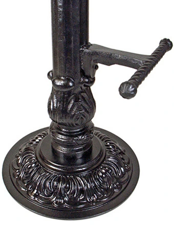 Ornate Cast Iron Round Bottom Pub Stool With Cast Iron Footrest Side Detail View