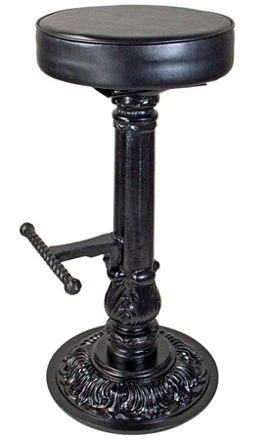 Ornate Cast Iron Round Bottom Pub Stool With Cast Iron Footrest Side View