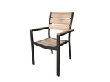 Outdoor Aluminum Faux Wood Slat Dining Arm Chair