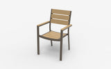 Outdoor Aluminum Faux Wood Slat Dining Arm Chair