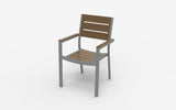 Outdoor Aluminum Faux Wood Slat Dining Arm Chair