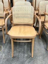 Cane Back Bentwood Arm Chairs With Wood Or Upholstered Seat
