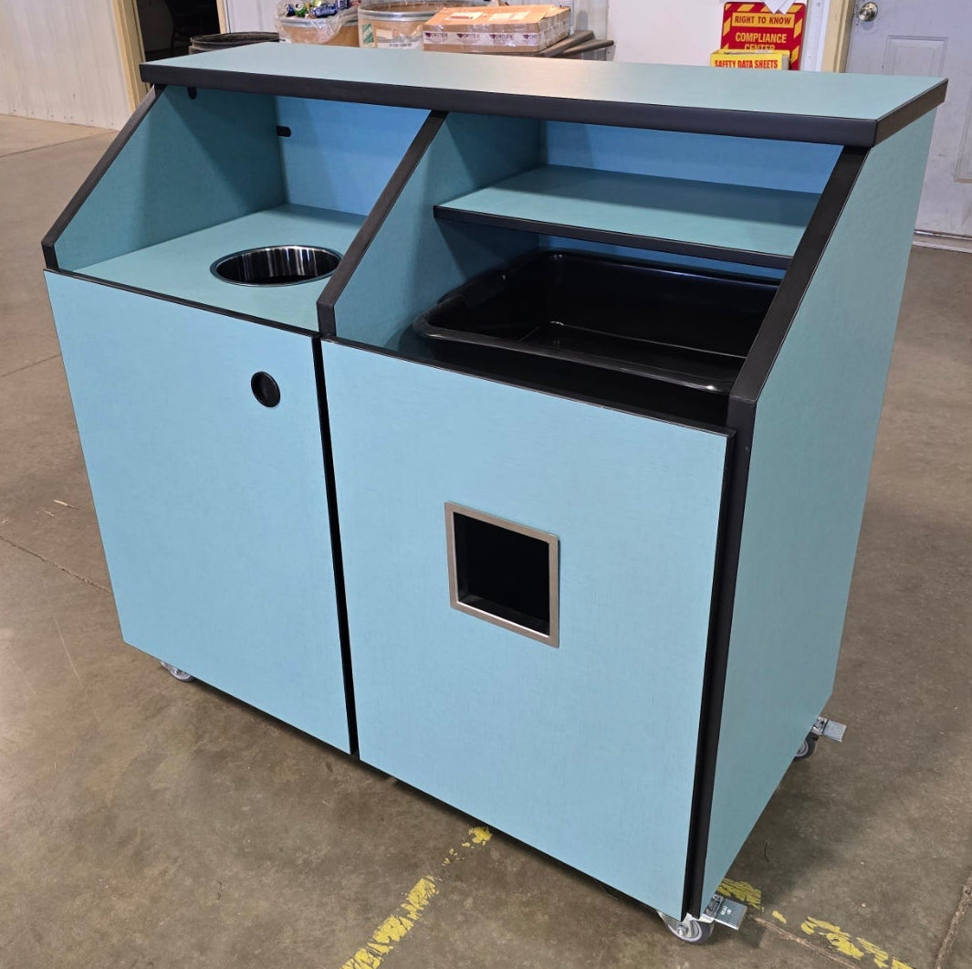 Combo Top Drop Waste Receptacle and Bussing Station