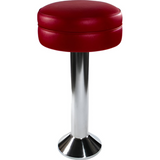 Deluxe Upholstered Seat Chrome Column Bolt Down Soda Fountain Stool