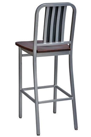 Deco Steel Bar Stool With Wood Seat