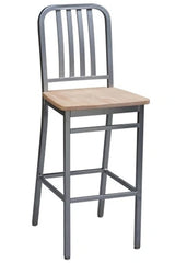 Deco Steel Bar Stool With Wood Seat