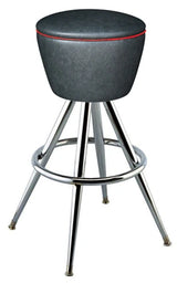 Drum Seat Bar Stool with Chrome Pyramid Frame