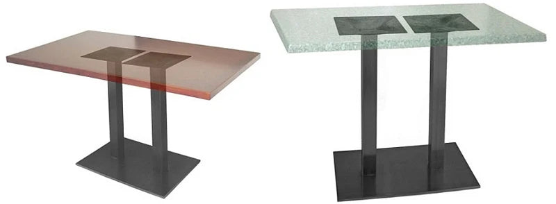 16" x 28" Flat Steel Square Plate Two Column Table Base