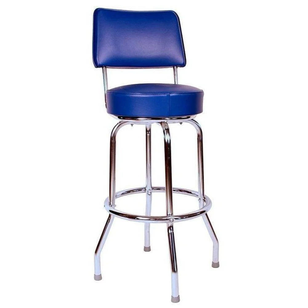 Single Ring Chrome Bar Stool with Upholstered Back