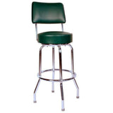 Single Ring Chrome Bar Stool with Upholstered Back
