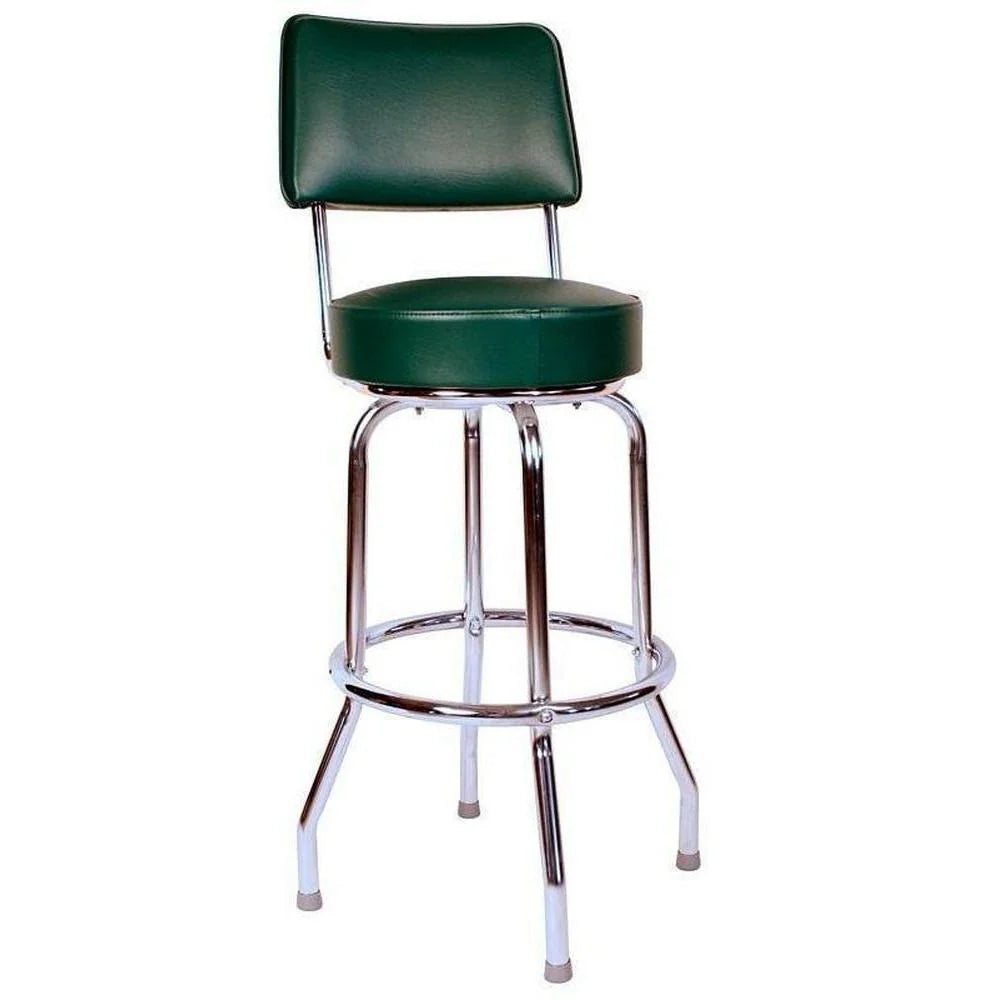 Single Ring Chrome Bar Stool with Upholstered Back