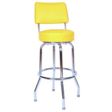 Single Ring Chrome Bar Stool with Upholstered Back