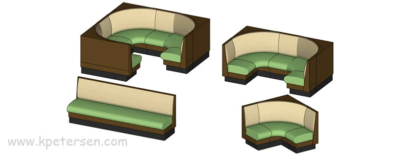 Wide Three Panel Back Upholstered Booth