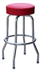 QUICKSHIP Economy Retro Chrome Bar Stool Red Vinyl