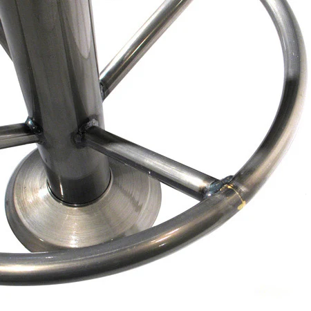Industrial Clearcoat Frame Finish Counter Stool Footrest Detail