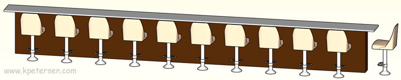 Coffee Shop Counter Stools With Footrest Installation Drawing