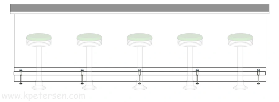 Bolt Down Counter Stools With Built-In Footrest Drawing