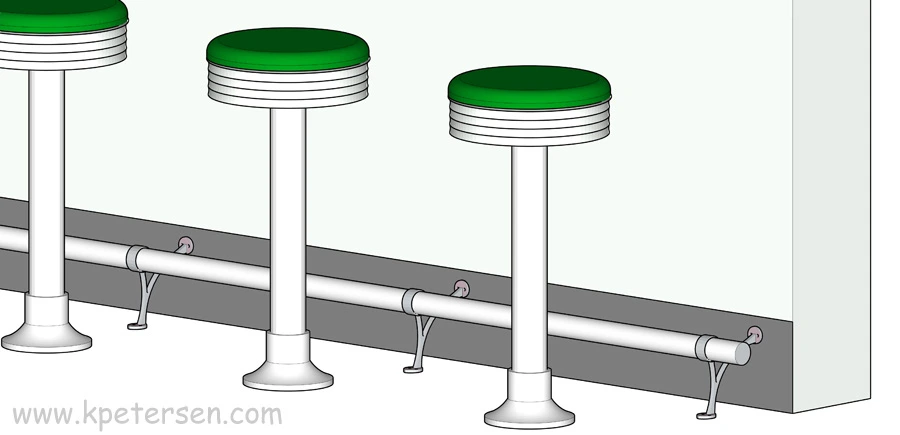 Bolt Down Counter Stools With Built-In Footrest Detail Drawing