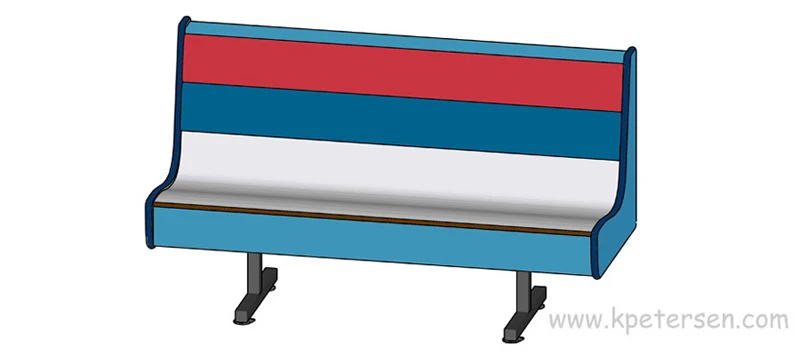 Deluxe Curved And Upholstered Laminated Plastic Seat Restaurant Waiting Bench