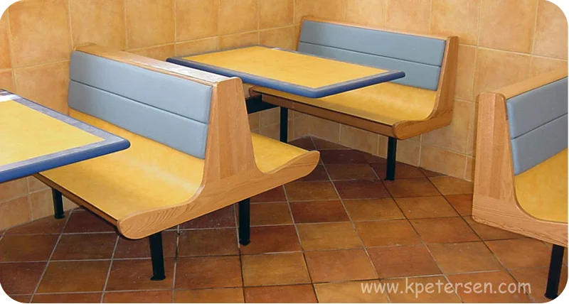 Curved Plastic Laminate Wood Seat Upholstered Restaurant Booths Installation