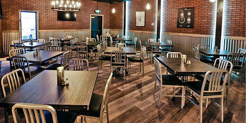 Deco Steel Restaurant Chairs with Upholstered Seats Installation