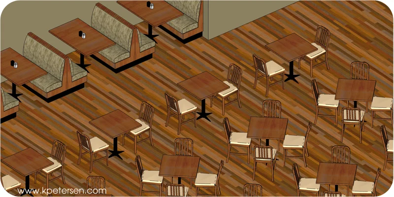 Deco Wood Chairs with Upholstered Seats Installation Drawing