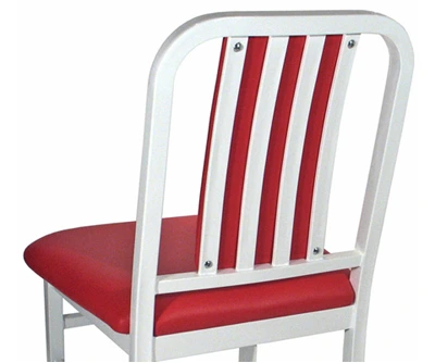 Deco Steel Bar Stool with Upholstered Seat Rear View Detail