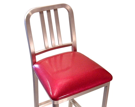 Upholstered Aluminum Bar Stool Seat Detail