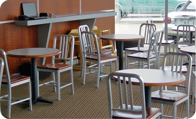 Decodina Deco Style Aluminum Chair With Wood Veneer Seat Restaurant Installation